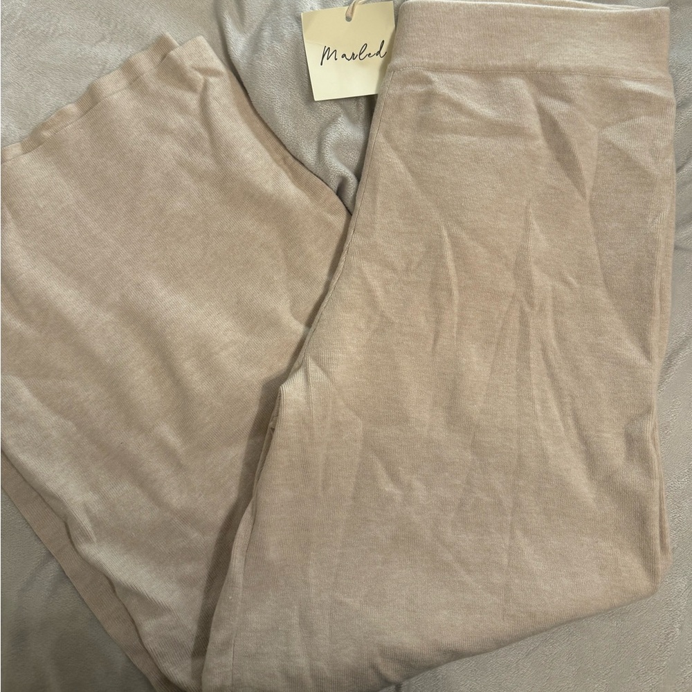 Knit cream lounge pants